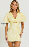 diana-mini-dress-jacquard-short-sleeve-cut-out-dress-in-lemon-50797