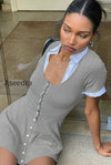 contrast-collar-button-knit-mini-dress