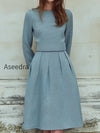 vintage-tweed-long-sleeved-midi-dress
