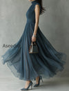 retro-pleated-chiffon-keyhole-collar-maxi-dress