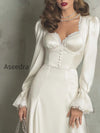 vintage-lace-trim-polyester-satin-midi-dress