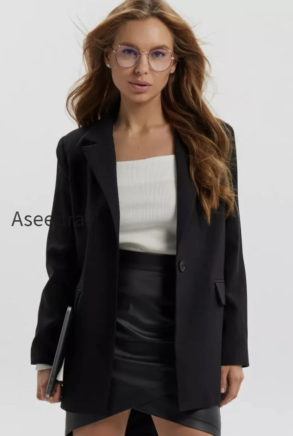 Lightweight Single Button Draped Blazer
